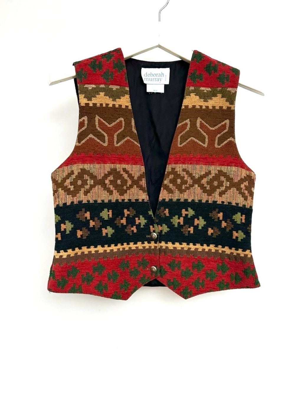 Deborah Murray Southwestern Patterned Wool Vest - Picture 2 of 8